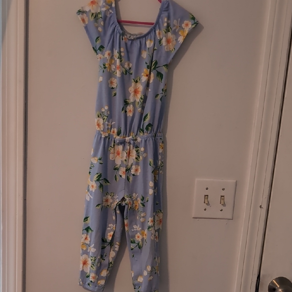 The Children's Place Blue and White Floral Jumpsuit